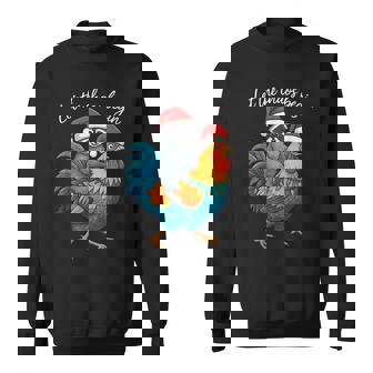 Let The Chaos Begin Raccoon Riding Rooster Christmas Sweatshirt | Mazezy