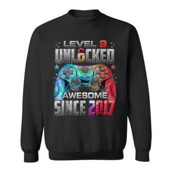 Level 9 Unlocked Awesome Since 2017 9Th Birthday Boy Gamer Sweatshirt | Seseable UK