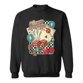 Life Is A Gamble I'm Just Dealing Retro Turquoise Western Sweatshirt - Thegiftio UK