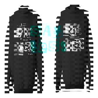 Light Teal Aqua Say Less Light Teal Aqua Color Graphic Sweatshirt - Seseable