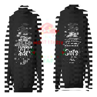 Most Likely To Fart On Santa's Lap Hat Lights Xmas Sweatshirt | Seseable CA