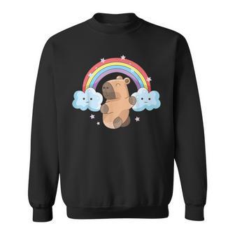 Linda Kawaii Capybara Pastel Gótico Arco Iris Nubes Niños Niñas Camisa de entrenamiento - Regaloses