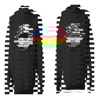 Lips Half American Bolivian Roots Bolivia USA America Sweatshirt Unisex | Mazezy