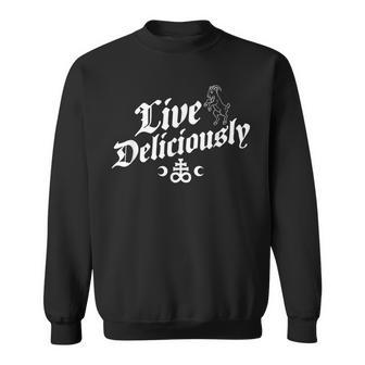 Live Deliciously ヴィンテージ アンティーク調 魔術 オカルト スウェットシャツ - Kawaiitshirt