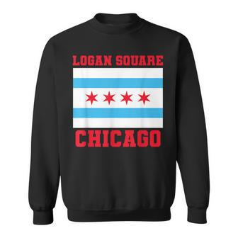 Logan Square Chicago Illinois Flag 773 312 Deep Dish Pizza Sweatshirt Unisex | Mazezy