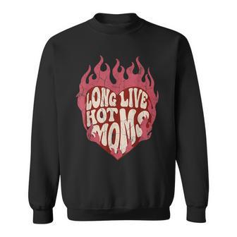 Long Live Hot Moms Vintage Flaming Heart Empowered Energy Sweatshirt - Thegiftio UK