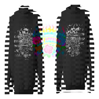 Los Angeles Retro Tattoo Rainbow Skyline Floral Dice Sweatshirt Unisex | Mazezy