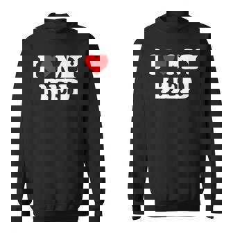 I Love My Bed Red Heart Sweatshirt - Monsterry
