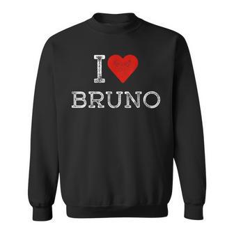 I Love Bruno Vintage Red Heart Fan First Name Bruno Sweatshirt - Monsterry