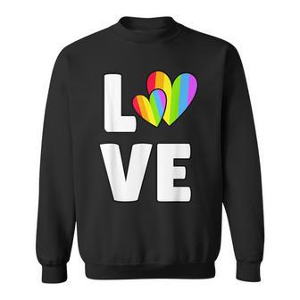Love Heart Rainbow LGBTQ Pride Awareness Gay Lesbian Sweatshirt Unisex | Mazezy