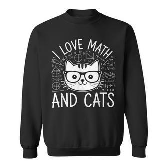 I Love Math And Cats Chalkboard Nerd Kitty Math Teacher Sweatshirt Unisex | Mazezy