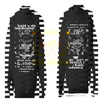 Lustige Jäger Outfits Hirsch Jäger Jagd Wald Chwarz U-Ausschnitt Kurzarm Klassische Passform Polyester 100 Klassisch Mit Tierdruck Cartoon Für Jäger Hundehalter Jungen Erwachsener Sweatshirt - Geschenkecke