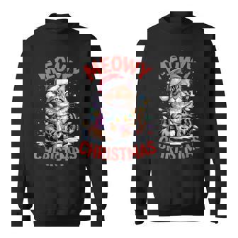 Maine Coon Cat Meowy Christmas Cute Holiday Lights Apparel Sweatshirt Unisex | Mazezy