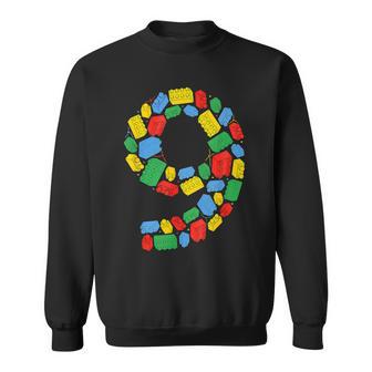 Master Builder 9Th Birthday Nine 9 Years Old Building Bricks Sweatshirt - Thegiftio