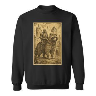 Medieval Knight Riding A Raccoon Surreal Sweatshirt - Thegiftio UK