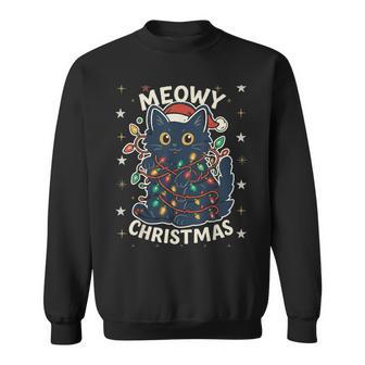 Meowy Catmas Cat Christmas Cute Cats Santa Hat Xmas Sweatshirt - Thegiftio UK