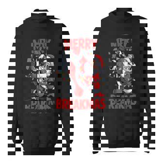 Merry Breakmas Breakdancing Santa Christmas Lights Sweatshirt Unisex | Mazezy