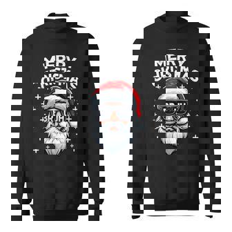 Merry Christmas Bruh Santa Face Meme Saying Boys Men Sweatshirt | Mazezy