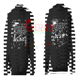 Merry Christmas Buffalo Plaid Red Santa Family Xmas Pajamas Sweatshirt - Thegiftio