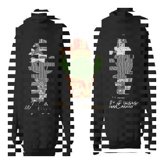 Merry Christmas Cactus Patchwork Quilt Sweatshirt Unisex | Mazezy