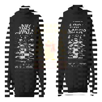 Merry Christmas Kawaii Penguin With Sunglasses Winter Xmas Sweatshirt | Mazezy