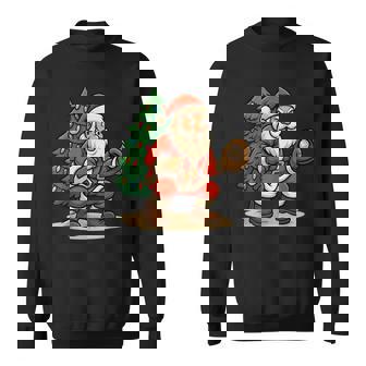 Merry Christmas Lights Santa Claus Playing Baseball Catcher Sweatshirt Unisex | Mazezy