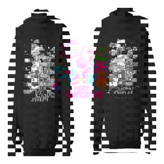 Merry Christmas Pink Santa Claus Vintage Retro Xmas Holiday Sweatshirt | Seseable FR