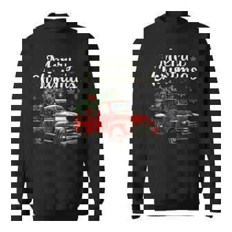 Merry Christmas Red Truck Tree Family Matching Pajama Xmas Sweatshirt - Thegiftio