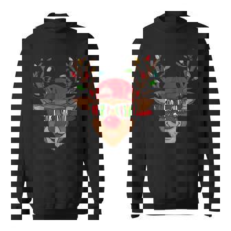 Merry Christmas Reindeer Face Sunglasses Xmas Family Holiday Sweatshirt Unisex | Mazezy