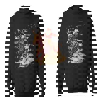 Merry Christmas Xmas Santa Cowboy Western Pajamas Holiday Sweatshirt - Seseable