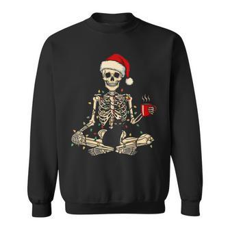 Merry Christmas Xmas Skull Skeleton Matching Pajamas Sweatshirt - Monsterry
