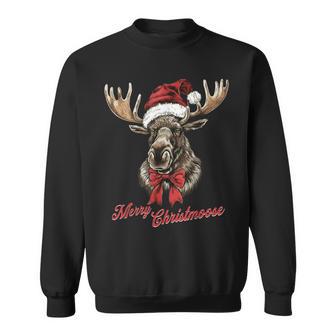 Merry Christmoose Santa Hat Christmas Holiday Moose Family Sweatshirt - Thegiftio UK