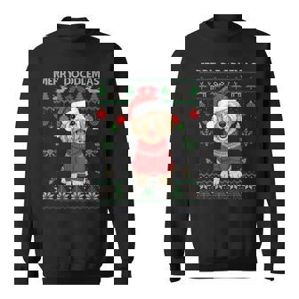 Merry Doodlemas Goldendoodle Wearing Ugly Christmas Sweater Sweatshirt | Mazezy