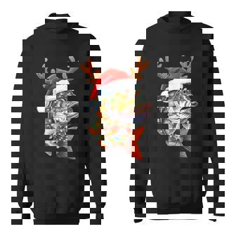 Merry Fishmas Bass Fishing Christmas Santa Hat Holiday Sweatshirt - Monsterry