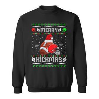 Merry Kickmas Football Ugly Christmas Holiday Sports Xmas Sweatshirt - Seseable