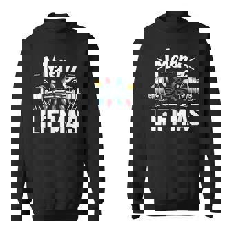 Merry Liftmas Barbell Christmas Lights Gym Sweatshirt | Seseable CA