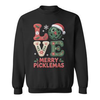 Merry Picklemas Christmas Pickleball Love Santa Hat Sweatshirt - Thegiftio UK
