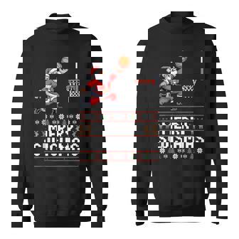 Merry Swishmas Santa Basketball Humor Xmas Ugly Sweatshirt | Mazezy