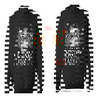Merry Thanksmas Santa French Bulldog Thanksgiving Xmas Sweatshirt | Seseable UK