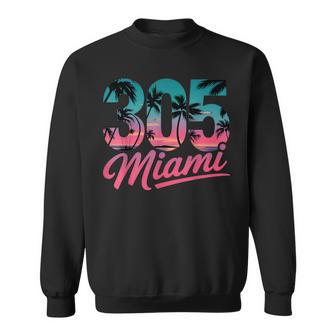 Miami 305 Area Code Florida Vintage Palm Trees Pride Retro Sweatshirt - Monsterry