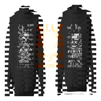 Milf Man I Love Fall Skeleton Pumpkin Joke Tank Top Sweatshirt - Monsterry