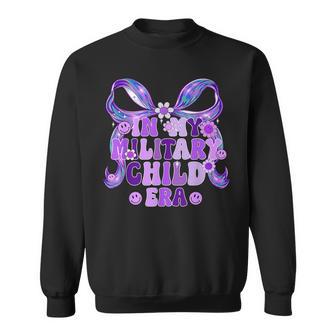 In My Military Child Era Coquette Bow Purple Up For Military Sweatshirt - Monsterry