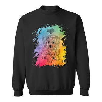 Mit Malteser Hundemotiv Farbverlauf Herz Bunt Hund Sweatshirt - Geschenkecke