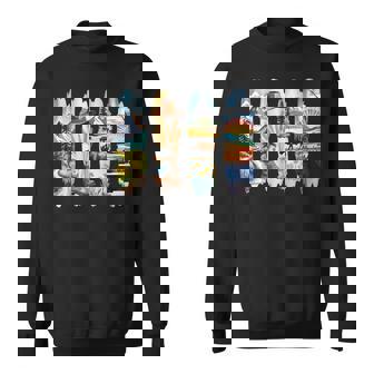 Montana Brushstroke Bison Cowboy Hat Wheat Mountains Fishing Sweatshirt Unisex | Mazezy