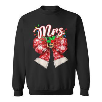 Mr & Mrs Couples Coquette Bow Santa Claus Christmas Pajama Sweatshirt - Thegiftio UK