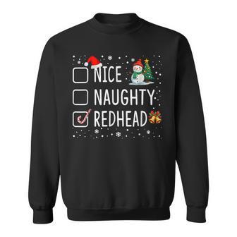 Naughty Nice Redhead Christmas Pajamas Santa Hat Xmas Sweatshirt - Monsterry