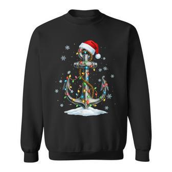 Nautical Anchor Christmas Lights Boating Sailor Sweatshirt - Thegiftio UK