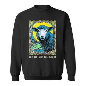 New Zealand 70s Psychedelic Sheep Souvenir On Back Sweatshirt Unisex | Mazezy