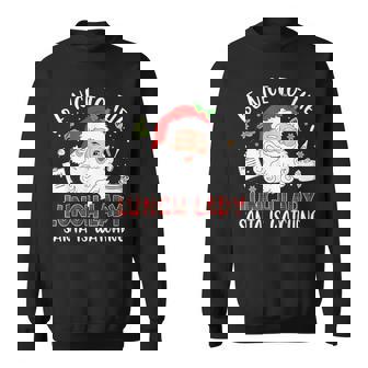 Be Nice To The Lunch Lady Santa Is Watching Red Plaid Xmas Sweatshirt Unisex | Mazezy