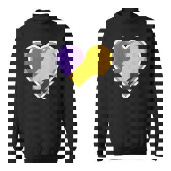 Non Binary Pride Flag Colors Heart Nonbinary Transgender Sweatshirt Unisex | Mazezy